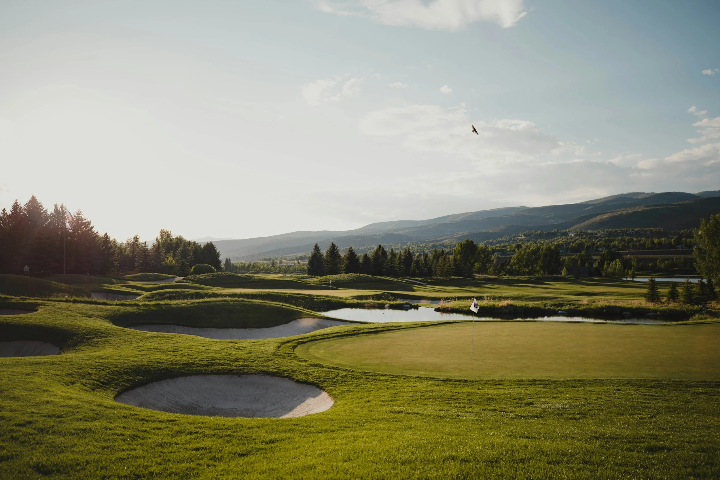 A golf course at sunset, representing the foundation golf-related fundraising and events